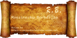 Roszinszky Borbála névjegykártya